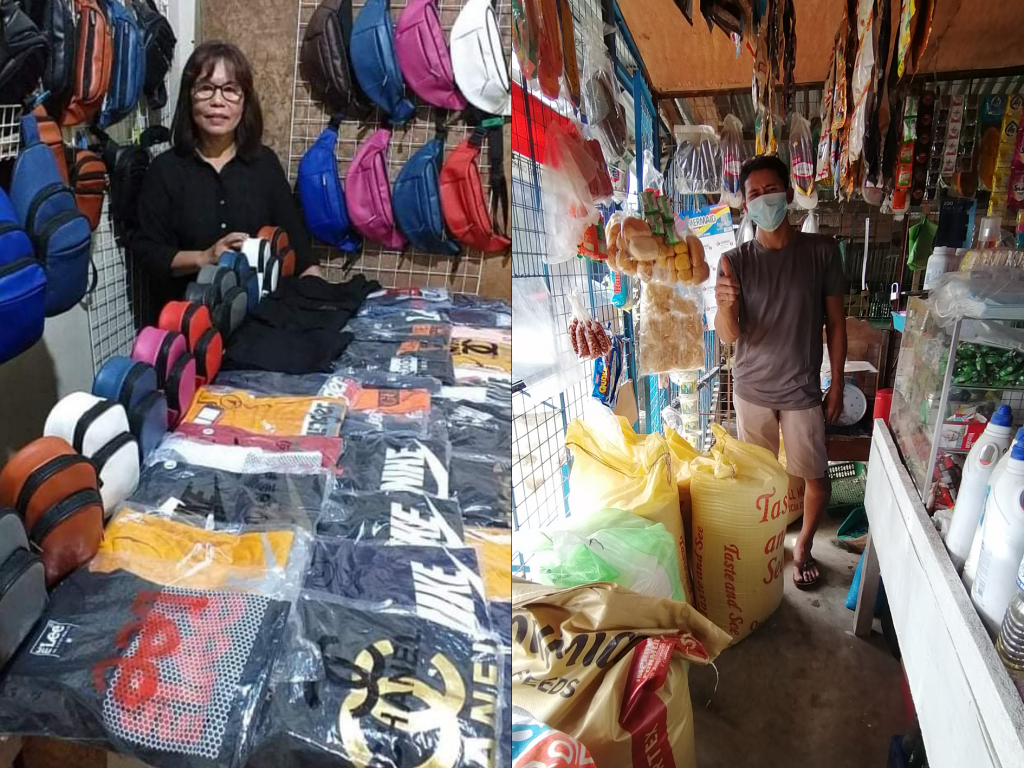 Carmelita Tupaz and Andy Valerio, persons with work-related disabilities (PWRDs), pose with their ECC funded livelihood assistance under the ECC-KaGabay Program. 